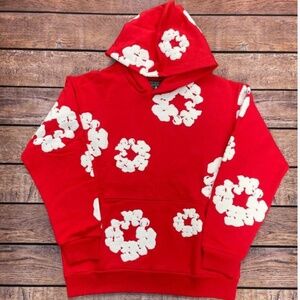 NEW Denim Tears Cotton Wreath Hoodie Red Size S-XL
